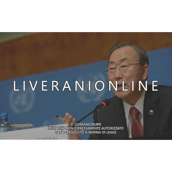 (140303) -- GENEVA, March 3, 2014 () -- United Nations Secretary-General Ban Ki-moon attends a press conference on Syria crisis in Geneva, Switzerland, Mar. 3, 2014. Ban Ki-moon reemphasized on Monday here the importance of ending the almost 3-year-old Syria crisis through peaceful solution and of bringing parties back to negotiating table. (/Wang Siwei) AG ALDO LIVERANI SAS ONLY ITALY