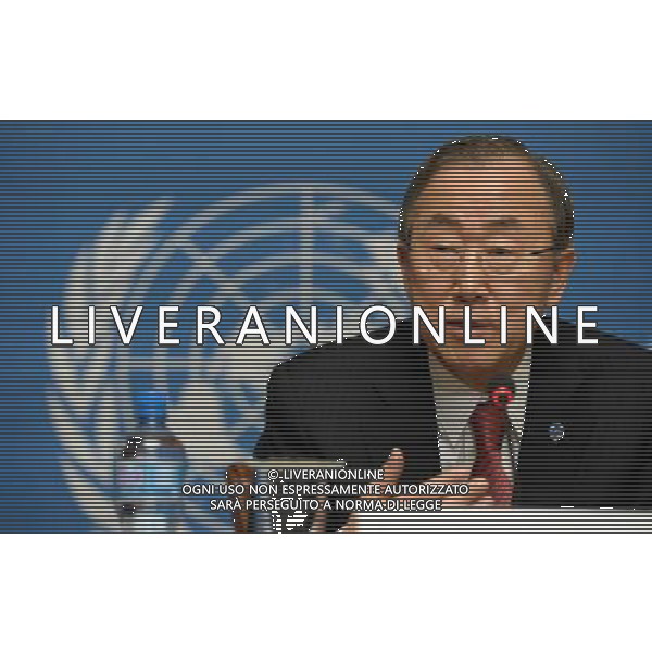 (140303) -- GENEVA, March 3, 2014 () -- United Nations Secretary-General Ban Ki-moon attends a press conference on Syria crisis in Geneva, Switzerland, Mar. 3, 2014. Ban Ki-moon reemphasized on Monday here the importance of ending the almost 3-year-old Syria crisis through peaceful solution and of bringing parties back to negotiating table. (/Wang Siwei) AG ALDO LIVERANI SAS ONLY ITALY
