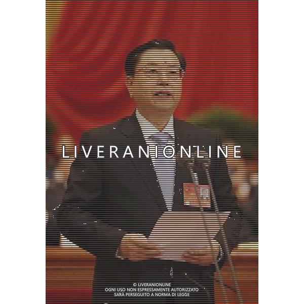 (140305) -- BEIJING, March 5, 2014 () -- Zhang Dejiang, chairman of the Standing Committee of China\'s National People\'s Congress (NPC), presides over the opening meeting of the second session of the 12th NPC at the Great Hall of the People in Beijing, capital of China, March 5, 2014. (/Ju Peng) (zkr) AG ALDO LIVERANI SAS ONLY ITALY