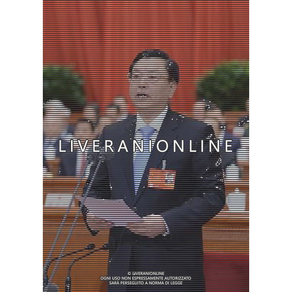 (140305) -- BEIJING, March 5, 2014 () -- Zhang Dejiang, chairman of the Standing Committee of China\'s National People\'s Congress (NPC), presides over the opening meeting of the second session of the 12th NPC at the Great Hall of the People in Beijing, capital of China, March 5, 2014. (/Li Xueren) (zkr) AG ALDO LIVERANI SAS ONLY ITALY