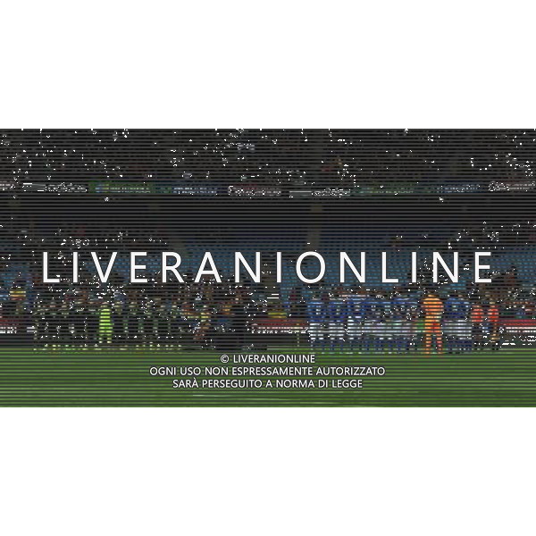 Amichevole Madrid - 05.03.2014 Spagna-Italia Nella Foto:italia e spagna durante il tributo ad aragones /Ph.Vitez-Ag. Aldo Liverani