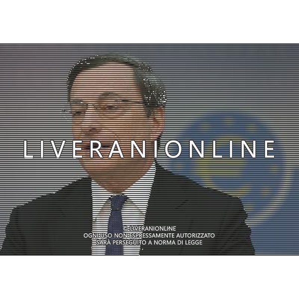 (140306) -- FRANKFURT, March 6, 2014 () -- European Central Bank (ECB) President Mario Draghi speaks at a press conference in Frankfurt, Germany, March 6, 2014. ECB on Thursday decided to keep interest rates unchanged at 0.25 percent during a regular rate-setting meeting. (/Luo Huanhuan) AG ALDO LIVERANI SAS ONLY ITALY