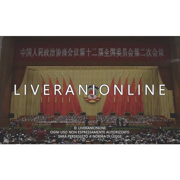 (140307) -- BEIJING, March 7, 2014 () -- The second plenary meeting of the second session of the 12th National Committee of the Chinese People\'s Political Consultative Conference (CPPCC) is held at the Great Hall of the People in Beijing, capital of China, March 7, 2014. (/Xing Guangli) (zkr) AG ALDO LIVERANI SAS ONLY ITALY