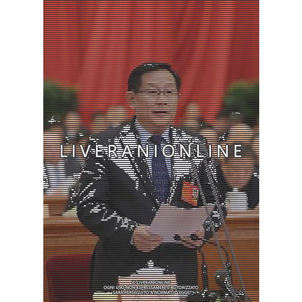 (140307) -- BEIJING, March 7, 2014 () -- Wan Gang, vice-chairperson of the 12th National Committee of the Chinese People\'s Political Consultative Conference (CPPCC), presides over the second plenary meeting of the second session of the 12th National Committee of the CPPCC at the Great Hall of the People in Beijing, capital of China, March 7, 2014. (/Lan Hongguang) (zkr) AG ALDO LIVERANI SAS ONLY ITALY