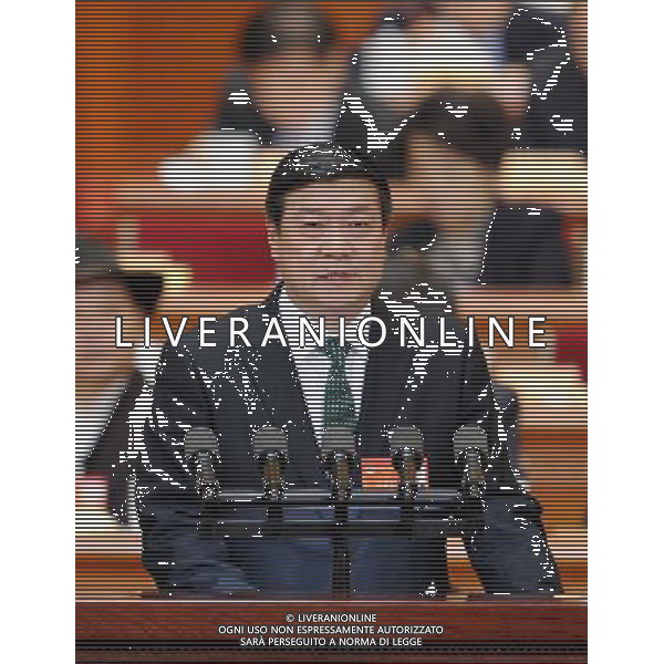 (140307) -- BEIJING, March 7, 2014 () -- Wang Wenbiao, a member of the 12th National Committee of the Chinese People\'s Political Consultative Conference (CPPCC), speaks at the second plenary meeting of the second session of the 12th National Committee of the CPPCC at the Great Hall of the People in Beijing, capital of China, March 7, 2014. (/Xie Huanchi) (zkr) AG ALDO LIVERANI SAS ONLY ITALY