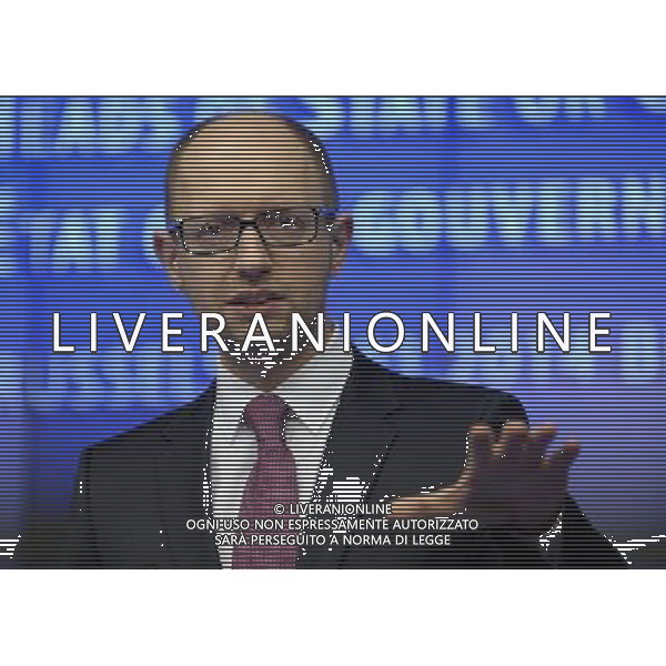 (140306) -- BRUSSELS, March 6, 2014 () -- Ukrainian interim Prime Minister Arseniy Yatsenyuk addresses a press conference at EU-Ukraine head of states Summit at the EU headquarters in Brussels, capital of Belgium, March 6, 2014. (/Ye Pingfan) ©PPHOTOSHOT/AGENZIA ALDO LIVERANI SAS - ITALY ONLY - Vertice UE-Ucraina degli stati presso la sede dell\'Unione europea a Bruxelles , capitale del Belgio, 6 marzo 2014.
