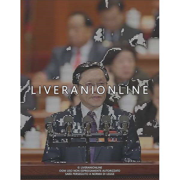 (140308) -- BEIJING, March 8, 2014 () -- Li Zhenqiang, member of the 12th National Committee of the Chinese People\'s Political Consultative Conference (CPPCC), speaks at the third plenary meeting of the second session of the 12th National Committee of the CPPCC at the Great Hall of the People in Beijing, capital of China, March 8, 2014. (/Ding Lin) (zkr) ©PHOTOHSOT/AGENZIA ALDO LIVERANI SAS - ONLY ITALY - SEDUTA PLENARIA CCPPC - CINA-PECHINO