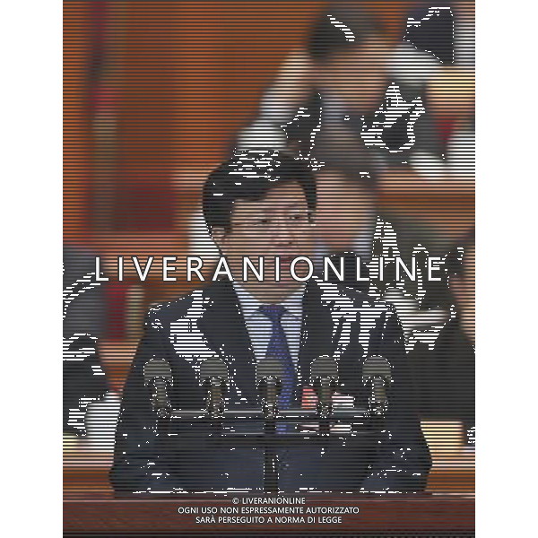 (140308) -- BEIJING, March 8, 2014 () -- Shen Zhongyang, member of the 12th National Committee of the Chinese People\'s Political Consultative Conference (CPPCC), speaks at the third plenary meeting of the second session of the 12th National Committee of the CPPCC at the Great Hall of the People in Beijing, capital of China, March 8, 2014. (/Ding Lin) (zkr) ©PHOTOHSOT/AGENZIA ALDO LIVERANI SAS - ONLY ITALY - SEDUTA PLENARIA CCPPC - CINA-PECHINO