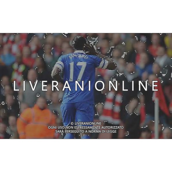 ROMELU LUKAKU CELEBRATES IN FRONT OF ARSENAL FANS ARSENAL FC V EVERTON FC ARSENAL FC V EVERTON FC, THE BUDWEISER FA CUP QUARTER FINAL EMIRATES STADIUM, LONDON, ENGLAND 08 March 2014 GAT79217 THE BUDWEISER FA CUP QUARTER FINALS WARNING! This Photograph May Only Be Used For Newspaper And/Or Magazine Editorial Purposes. May Not Be Used For Publications Involving 1 player, 1 Club Or 1 Competition Without Written Authorisation From Football DataCo Ltd. For Any Queries, Please Contact Football DataCo Ltd on +44 (0) 207 864 9121 AG ALDO LIVERANI SAS ONLY ITALY