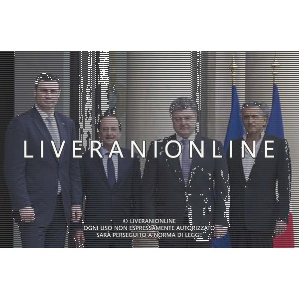 French President Francois Hollande welcomes French philosopher Bernard Henri Levy, former Ukrainian Foreign Affairs Minister Petro Porochenko, and Ukrainian world champion heavy weight boxer and politician Vitali Klitschko prior to a meeting at the Elysee Palace in Paris, France, 07 Mars 2014. This meeting takes place after an extraordinary EU leaders meeting in Brussels regarding the situation in Ukraine and the response to give as Russia entered Crimea. AG ALDO LIVERANI SAS ONLY ITALY