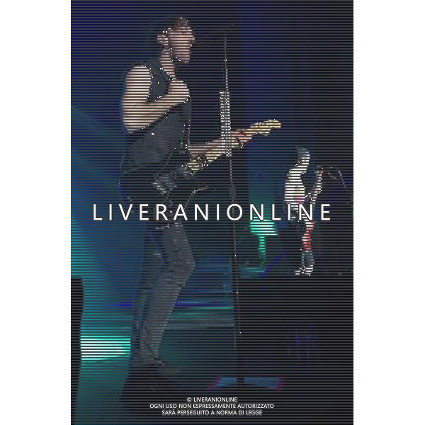 American Pop Punk band All Time Low perform at Brixton Academy, London, England, UK on 8th March 2014. The band consists of vocalist and rhythm guitarist Alex Gaskarth, lead guitarist and backing vocalist Jack Barakat, bassist and backing vocalist Zack Merrick and drummer Rian Dawson. ©PHOTOHSOT/AGENZIA ALDO LIVERANI SAS - ITALY ONLY - EDITORIAL USE ONLY