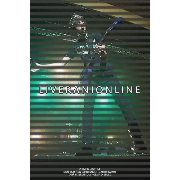 American Pop Punk band All Time Low perform at Brixton Academy, London, England, UK on 8th March 2014. The band consists of vocalist and rhythm guitarist Alex Gaskarth, lead guitarist and backing vocalist Jack Barakat, bassist and backing vocalist Zack Merrick and drummer Rian Dawson. ©PHOTOHSOT/AGENZIA ALDO LIVERANI SAS - ITALY ONLY - EDITORIAL USE ONLY