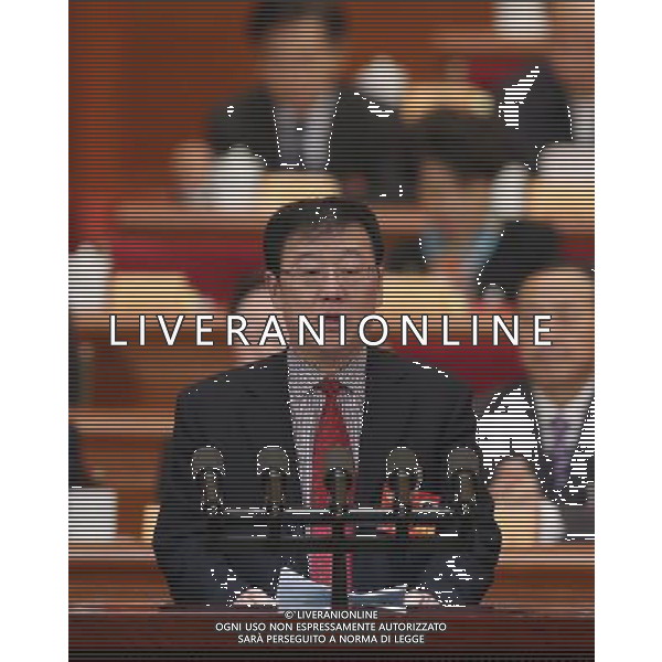 (140309) -- BEIJING, March 9, 2014 () -- Li Yuefeng, member of the 12th National Committee of the Chinese People\'s Political Consultative Conference (CPPCC), speaks at the fourth plenary meeting of the second session of the 12th National Committee of the CPPCC at the Great Hall of the People in Beijing, capital of China, March 9, 2014. (/Lan Hongguang) (zkr) ©PHOTOSHOT/AGENZIA ALDO LIVERANI SAS - ITALY ONLY - EDITORIAL USE ONLY