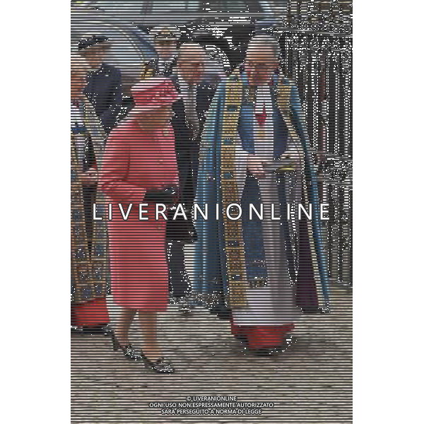 Prince Philip, Duke of Edinburgh and HRH Queen Elizabeth II attend a Commonwealth Day Observance Service and Reception at Westminster Abbey in London. 10th March 2014 AG ALDO LIVERANI SAS ONLY ITALY