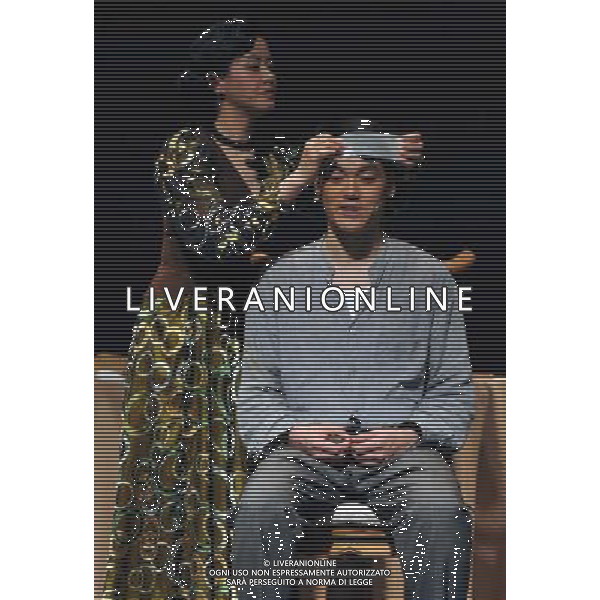 (140310) -- BEIJING, March 10, 2014 () -- Two performers rehearse for the comedy \'The Seagull\' at Drum Tower West Theatre in Beijing, capital of China, March 9, 2014. The play, the latest work by Taiwan-based theater director Stan Sheng-chuan Lai, is an adaptation from a comedy with the same name written by Russian dramatist Anton Chekhov. It will make its debut at Beijing\'s Poly Theatre on March 14 together with \'I Take Your Hand in Mine\', another new work of Stan Lai. (/Li Yan) (lmm) AG ALDO LIVERANI SAS ONLY ITALY