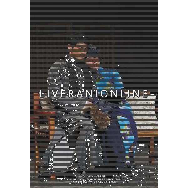 (140310) -- BEIJING, March 10, 2014 () -- Two performers rehearse for the comedy \'The Seagull\' at Drum Tower West Theatre in Beijing, capital of China, March 9, 2014. The play, the latest work by Taiwan-based theater director Stan Sheng-chuan Lai, is an adaptation from a comedy with the same name written by Russian dramatist Anton Chekhov. It will make its debut at Beijing\'s Poly Theatre on March 14 together with \'I Take Your Hand in Mine\', another new work of Stan Lai. (/Li Yan) (lmm) AG ALDO LIVERANI SAS ONLY ITALY