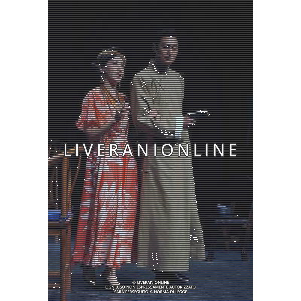 (140310) -- BEIJING, March 10, 2014 () -- Two performers rehearse for the comedy \'The Seagull\' at Drum Tower West Theatre in Beijing, capital of China, March 9, 2014. The play, the latest work by Taiwan-based theater director Stan Sheng-chuan Lai, is an adaptation from a comedy with the same name written by Russian dramatist Anton Chekhov. It will make its debut at Beijing\'s Poly Theatre on March 14 together with \'I Take Your Hand in Mine\', another new work of Stan Lai. (/Li Yan) (lmm) AG ALDO LIVERANI SAS ONLY ITALY