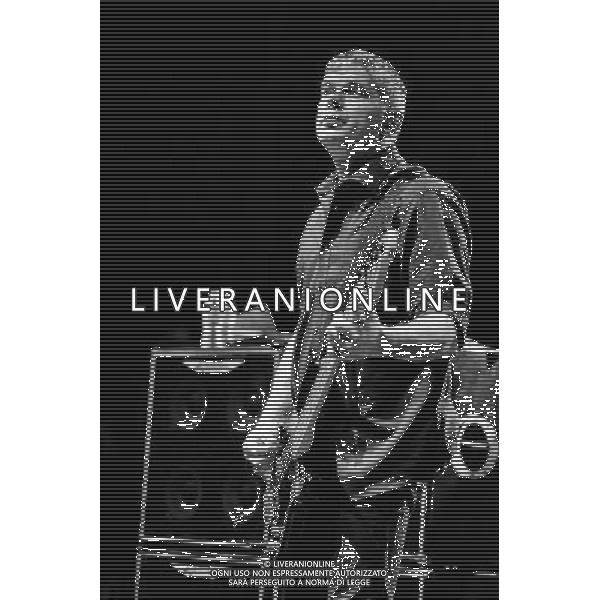 The Stranglers plays Eventim Apollo Hammersmith on 08/03/2014 at Eventim Apollo Hammersmith, London. The band celebrate their 40th anniversary year with a series of UK dates, including a return to the Apollo, which they first played in 1976. Persons pictured: Jean-Jacques Burnel, JJ Burnel. Picture by Julie Edwards. Editors Note: This image has been converted to monochrome. AG ALDO LIVERANI SAS ONLY ITALY