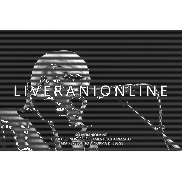 The Stranglers plays Eventim Apollo Hammersmith on 08/03/2014 at Eventim Apollo Hammersmith, London. The band celebrate their 40th anniversary year with a series of UK dates, including a return to the Apollo, which they first played in 1976. Persons pictured: Baz Warne. Picture by Julie Edwards. Editors Note: This image has been converted to monochrome. AG ALDO LIVERANI SAS ONLY ITALY