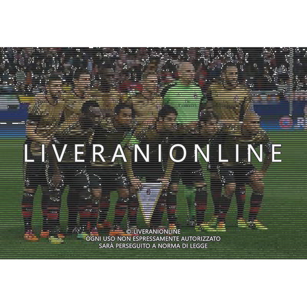 UEFA Champions League 2013/2014 Ottavi di Finale Ritorno Madrid - 11.03.2014 Atletico Madrid-Milan Nella Foto:Milan Squadra Formazione Abbiati,Rami,Essien,Poli,Abate,Kaka\',Bonera,Taarabt,Emanuelson,De Jong,Balotelli /Ph.Vitez-Ag. Aldo Liverani