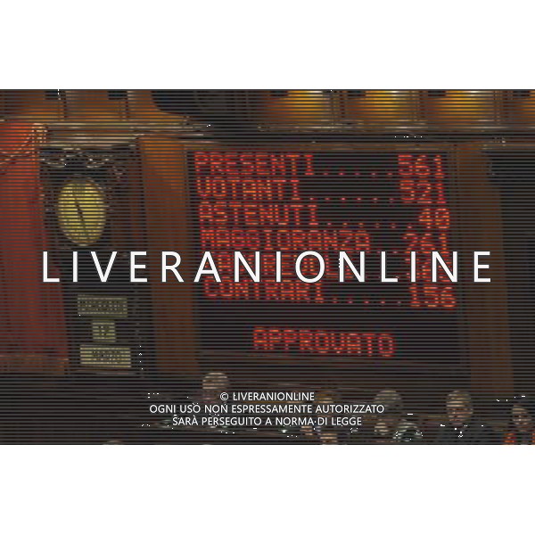Roma - 12/03/2014 - Montecitorio - Discussione e voto finale della nuova legge elettorale Italicum - nella foto: Il tabellone con il risultato del voto /Ph. Fabrizio Corradetti - Ag. Aldo Liverani sas