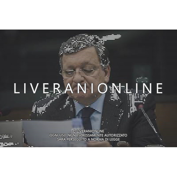 Jose Manuel Barroso, the president of the European Commission holds press conference on EU Justice and Home Affairs Agenda for 2020 and the rule of Law initiative at European Parliament headquarters in Strasbourg, France on 11.03.2014 ©photoshot/AGENZIA ALDO LIVERANI SAS - ITALY ONLY - Conferenza stampa sulla giustizia e degli affari interni agenda per il 2020 e dello stato di diritto iniziativa a livello europeo alla sede del Parlamento a Strasburgo, in Francia 11 marzo 2014