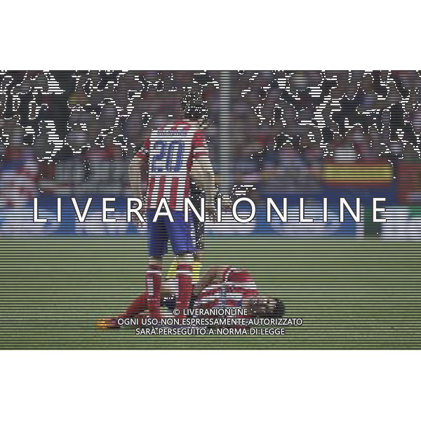 11.03.2014, Estadio Vicente Calderon, Madrid, ESP, UEFA CL, Atletico Madrid vs AC Milan, Achtelfinale, Rueckspiel, im Bild Atletico de MadridÇs Juanfran and Diego Costa // Atletico de MadridÇs Juanfran and Diego Costa during the UEFA Champions League Round of 16, 2nd Leg match between Club Atletico de Madrid and AC Milan at the Estadio Vicente Calderon in Madrid, Spain on 2014/03/12. EXPA Pictures © 2014, PhotoCredit: EXPA/ Alterphotos/ Victor Blanco *****ATTENTION - OUT of ESP, SUI***** ©PHOTOSHOT/AGENZIA ALDO LIVERANI SAS - ITALY ONLY - EDITORIAL USE ONLY ©PHOTOSHOT/AGENZIA ALDO LIVERANI SAS - ITALY ONLY - EDITORIAL USE ONLY