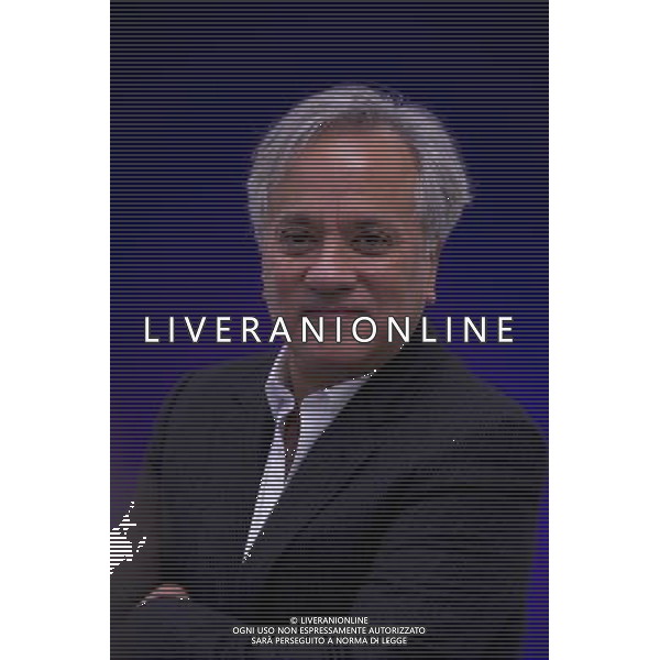 A major exhibition of new works by British sculptor Anish Kapoor.Lisson Gallery, London. Anish Kapoor by his work Two Blues. ©PHOTOSHOT/AGENZIA ALDO LIVERANI SAS - ITALY ONLY - EDITORIAL USE ONLY