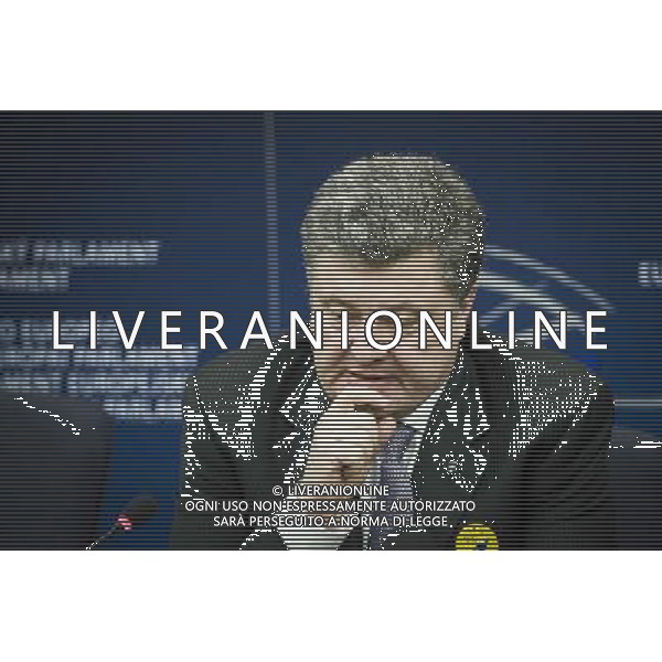 Petro Oleksiyovych Poroshenko Member of the Parliament of Ukraine and one of the Ukrainian opposition leaders holds press conference on The situation in Ukraine at European Parliament headquarters in Strasbourg, France on 12.03.2014 AG ALDO LIVERANI SAS ONLY ITALY