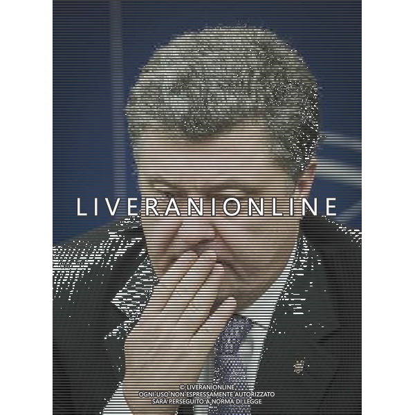 Petro Oleksiyovych Poroshenko Member of the Parliament of Ukraine and one of the Ukrainian opposition leaders holds press conference on The situation in Ukraine at European Parliament headquarters in Strasbourg, France on 12.03.2014 AG ALDO LIVERANI SAS ONLY ITALY