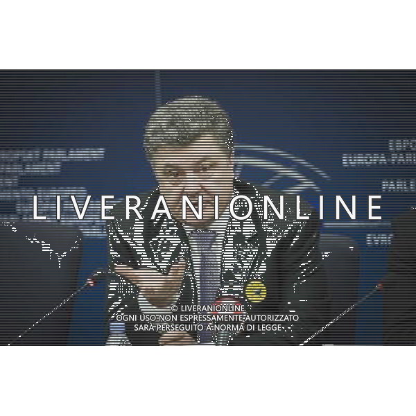 Petro Oleksiyovych Poroshenko Member of the Parliament of Ukraine and one of the Ukrainian opposition leaders holds press conference on The situation in Ukraine at European Parliament headquarters in Strasbourg, France on 12.03.2014 AG ALDO LIVERANI SAS ONLY ITALY