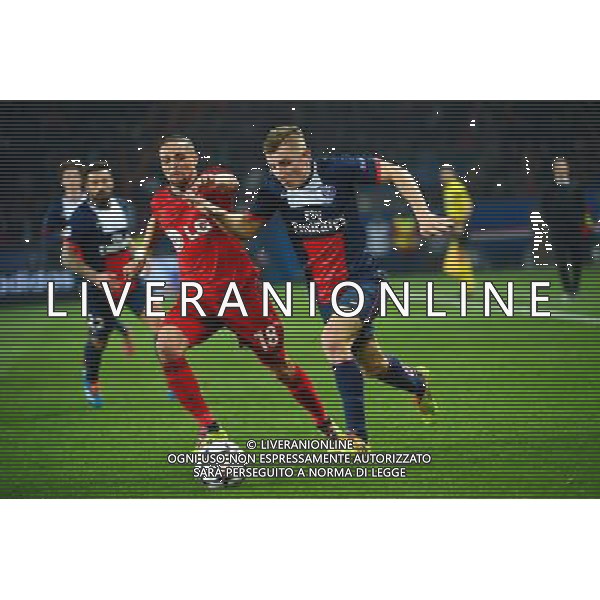 Lucas DIGNE / Sidney SAM - 12.03.2014 - Paris Saint Germain / Bayer Leverkusen - 1/8Finale Champions League Photo : Dave Winter / Icon Sport AG ALDO LIVERANI SAS ONLY ITALY