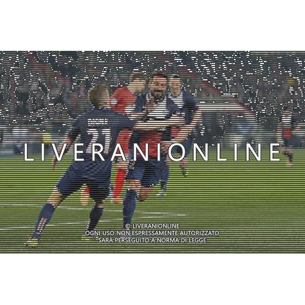 Joie Ezequiel LAVEZZI - 12.03.2014 - Paris Saint Germain / Bayer Leverkusen - 1/8Finale Champions League Photo : SPPress / Icon Sport AG ALDO LIVERANI SAS ONLY ITALY