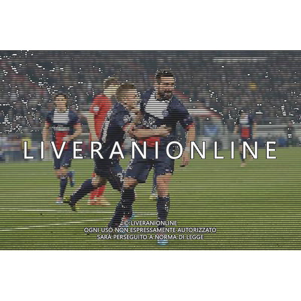 Joie Ezequiel LAVEZZI - 12.03.2014 - Paris Saint Germain / Bayer Leverkusen - 1/8Finale Champions League Photo : SPPress / Icon Sport AG ALDO LIVERANI SAS ONLY ITALY