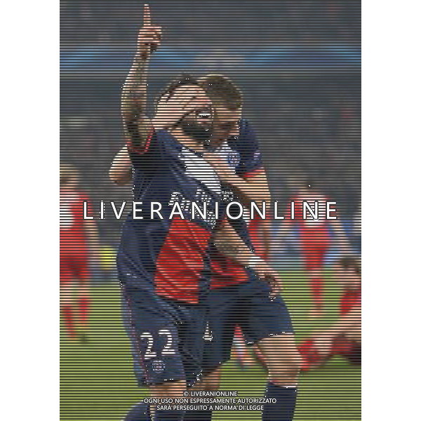 Joie Ezequiel LAVEZZI - 12.03.2014 - Paris Saint Germain / Bayer Leverkusen - 1/8Finale Champions League Photo : SPPress / Icon Sport AG ALDO LIVERANI SAS ONLY ITALY