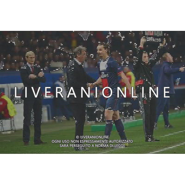 Zlatan IBRAHIMOVIC / Laurent BLANC - 12.03.2014 - Paris Saint Germain / Bayer Leverkusen - 1/8Finale Champions League Photo : Dave Winter / Icon Sport AG ALDO LIVERANI SAS ONLY ITALY