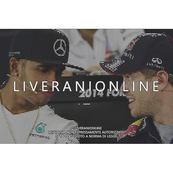 (L to R): Lewis Hamilton (GBR) Mercedes AMG F1 and Sebastian Vettel (GER) Red Bull Racing in the FIA Press Conference. 13.03.2014. Formula 1 World Championship, Rd 1, Australian Grand Prix, Albert Park, Melbourne, Australia, Preparation Day. - www.xpbimages.com, EMail: requests@xpbimages.com - copy of publication required for printed pictures. Every used picture is fee-liable. © Copyright: Moy / XPB Images AG ALDO LIVERANI SAS ONLY ITALY