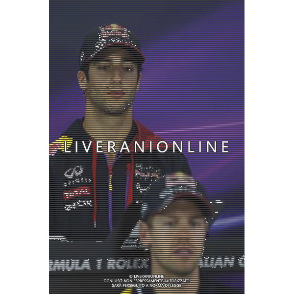 Daniel Ricciardo (AUS) Red Bull Racing and team mate Sebastian Vettel (GER) Red Bull Racing in the FIA Press Conference. 13.03.2014. Formula 1 World Championship, Rd 1, Australian Grand Prix, Albert Park, Melbourne, Australia, Preparation Day. - www.xpbimages.com, EMail: requests@xpbimages.com - copy of publication required for printed pictures. Every used picture is fee-liable. © Copyright: Moy / XPB Images AG ALDO LIVERANI SAS ONLY ITALY