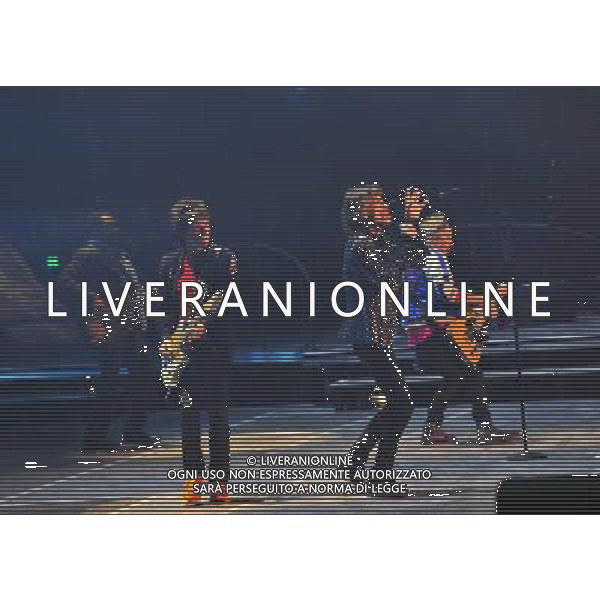 (140312) -- SHANGHAI, March 12, 2014 () -- Mick Jagger (2nd,R), Keith Richards (R), and Ronnie Wood (2nd,L) of The Rolling Stones perform during their concert at Mercedez-Benz Arena in Shanghai, China, March 12, 2014. (/Xiao Xiao)(sss) ©photoshot/AGENZIA ALDO LIVERANI SAS - ITALY ONLY - Concerto dei Rolling Stones al Mercedes-Benz Arena di Shanghai, in Cina, 12 marzo 2014.