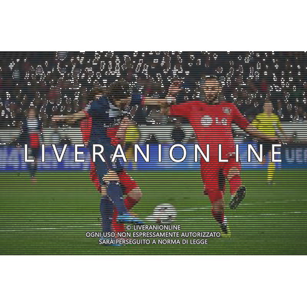 Edinson CAVANI / Omer TOPRAK - 12.03.2014 - Paris Saint Germain / Bayer Leverkusen - 1/8Finale Champions League Photo : Dave Winter / Icon Sport AG ALDO LIVERANI SAS ONLY ITALY