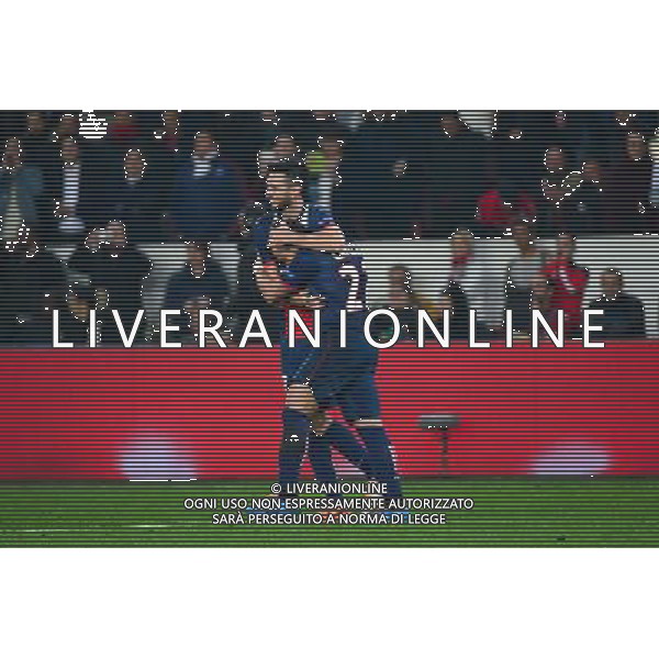Joie Ezequiel LAVEZZI / Javier PASTORE - 12.03.2014 - Paris Saint Germain / Bayer Leverkusen - 1/8Finale Champions League Photo : Dave Winter / Icon Sport AG ALDO LIVERANI SAS ONLY ITALY