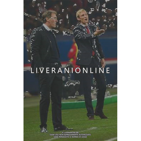 Sami HYYPIA / Laurent BLANC - 12.03.2014 - Paris Saint Germain / Bayer Leverkusen - 1/8Finale Champions League Photo : Dave Winter / Icon Sport AG ALDO LIVERANI SAS ONLY ITALY