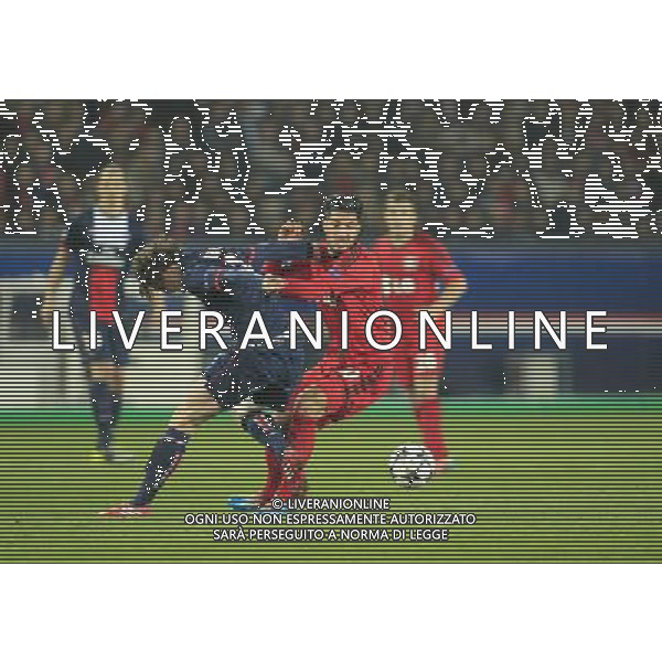12.03.2014, Parc des Princes, Paris, FRA, UEFA CL, Paris Saint Germain vs Bayer 04 Leverkusen, Achtelfinale, Rueckspiel, im Bild Emre Can #10 (Bayer 04 Leverkusen) im Zweikampf gegen / tackling against Thiago Silva (FC Paris Saint-Germain #2), Aktion, Action // during the UEFA Champions League Round of 16, 2nd Leg match between Paris Saint Germain and Bayer 04 Leverkusen at the Parc des Princes in Paris, France on 2014/03/12. EXPA Pictures © 2014, PhotoCredit: EXPA/ Eibner-Pressefoto/ Schueler *****ATTENTION - OUT of GER***** ©photoshot/AGENZIA ALDO LIVERANI SAS - ITALY ONLY - Paris Saint Germain vs Bayer Leverkusen 04 UEFA Champions League Ottavi di 16, a Parigi, Francia 12 marzo 2014