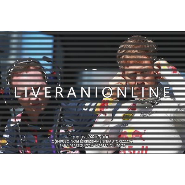 (L to R): Christian Horner (GBR) Red Bull Racing Team Principal and Sebastian Vettel (GER) Red Bull Racing. 14.03.2014. Formula 1 World Championship, Rd 1, Australian Grand Prix, Albert Park, Melbourne, Australia, Practice Day. - www.xpbimages.com, EMail: requests@xpbimages.com - copy of publication required for printed pictures. Every used picture is fee-liable. © Copyright: Batchelor / XPB Images /Ag. Aldo Liverani s.a.s.-Only Italy-Editorial Use Only