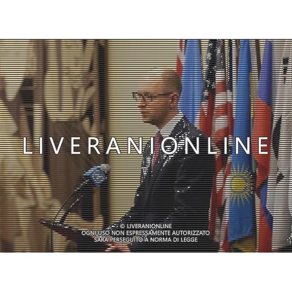 Ukrainian Prime Minister Arseniy Yatsenyuk at the UN headquarters in New York, on March 13, 2014 ©photoshot/AGENZIA ALDO LIVERANI SAS - ITALY ONLY - Il primo ministro ucraino Arseniy Yatsenyuk alla riunione del Consiglio di Sicurezza delle Nazioni Unite sullo status dell\'Ucraina, nella sede delle Nazioni Unite a New York, il 13 marzo 2014.