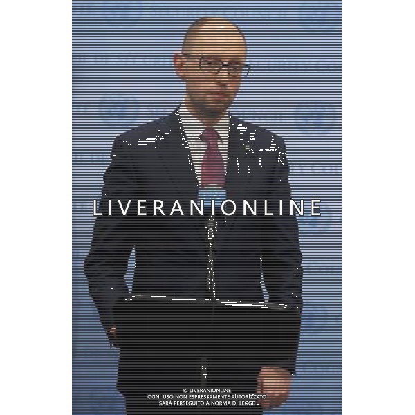 Ukrainian Prime Minister Arseniy Yatsenyuk at the UN headquarters in New York, on March 13, 2014 ©photoshot/AGENZIA ALDO LIVERANI SAS - ITALY ONLY - Il primo ministro ucraino Arseniy Yatsenyuk alla riunione del Consiglio di Sicurezza delle Nazioni Unite sullo status dell\'Ucraina, nella sede delle Nazioni Unite a New York, il 13 marzo 2014.