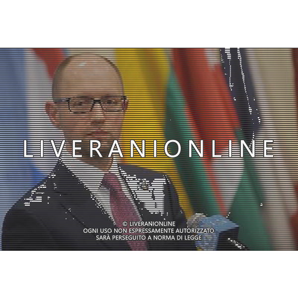 Ukrainian Prime Minister Arseniy Yatsenyuk at the UN headquarters in New York, on March 13, 2014 ©photoshot/AGENZIA ALDO LIVERANI SAS - ITALY ONLY - Il primo ministro ucraino Arseniy Yatsenyuk alla riunione del Consiglio di Sicurezza delle Nazioni Unite sullo status dell\'Ucraina, nella sede delle Nazioni Unite a New York, il 13 marzo 2014.