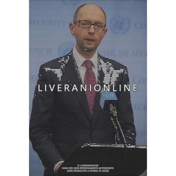 Ukrainian Prime Minister Arseniy Yatsenyuk at the UN headquarters in New York, on March 13, 2014 ©photoshot/AGENZIA ALDO LIVERANI SAS - ITALY ONLY - Il primo ministro ucraino Arseniy Yatsenyuk alla riunione del Consiglio di Sicurezza delle Nazioni Unite sullo status dell\'Ucraina, nella sede delle Nazioni Unite a New York, il 13 marzo 2014.