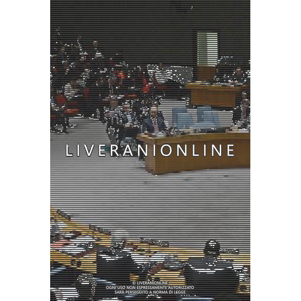 (140313) -- New York, March 13, 2014 () -- Ukrainian Prime Minister Arseniy Yatsenyuk (C) attends a United Nations Security Council meeting on the situation of Ukraine, at the UN headquarters in New York, on March 13, 2014. (/Niu Xiaolei) ©photoshot/AGENZIA ALDO LIVERANI SAS - ITALY ONLY - Il primo ministro ucraino Arseniy Yatsenyuk alla riunione del Consiglio di Sicurezza delle Nazioni Unite sullo status dell\'Ucraina, nella sede delle Nazioni Unite a New York, il 13 marzo 2014.