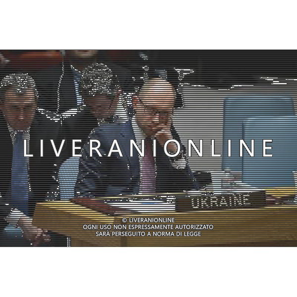 (140313) -- New York, March 13, 2014 () -- Ukrainian Prime Minister Arseniy Yatsenyuk (front) attends a United Nations Security Council meeting on the situation of Ukraine, at the UN headquarters in New York, on March 13, 2014. (/Niu Xiaolei) ©photoshot/AGENZIA ALDO LIVERANI SAS - ITALY ONLY - Il primo ministro ucraino Arseniy Yatsenyuk alla riunione del Consiglio di Sicurezza delle Nazioni Unite sullo status dell\'Ucraina, nella sede delle Nazioni Unite a New York, il 13 marzo 2014.